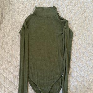 Free People Olive Turtleneck Bodysuit